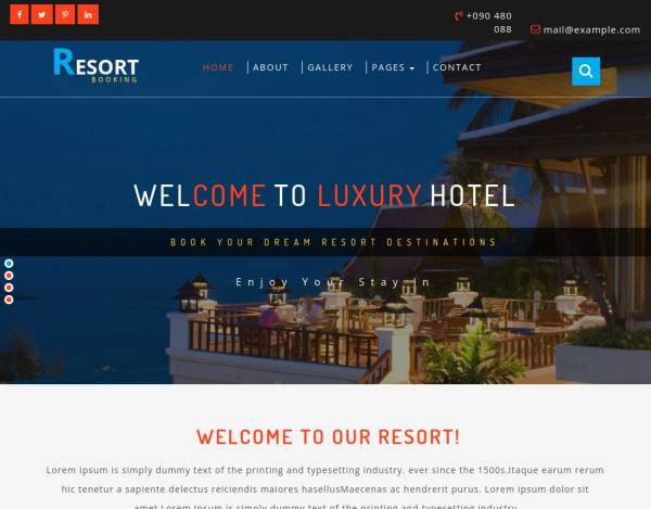 大气的国外旅游度假酒店预订网站模板下载