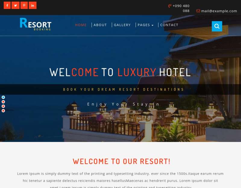 大气的国外旅游度假酒店预订网站模板下载