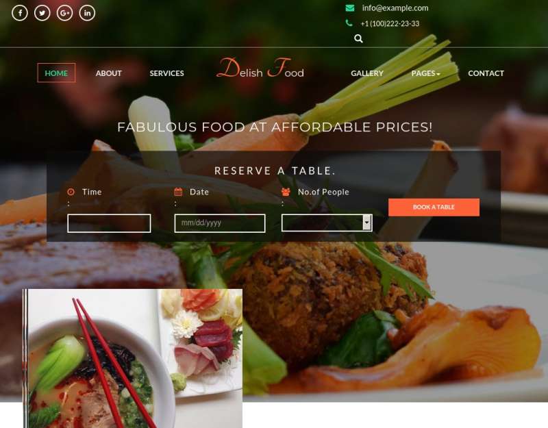宽屏的西餐美食产品展示网页模板下载