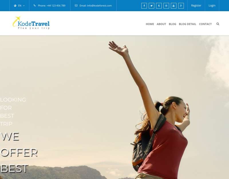 蓝色的网上预订旅游网站模板html整站