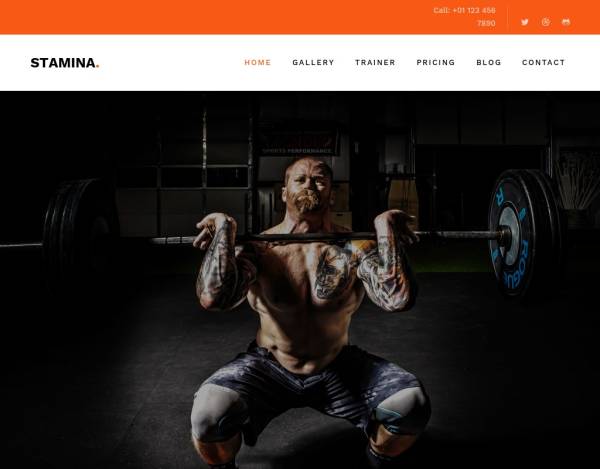 橙色宽屏的健身俱乐部网站响应式html5模板