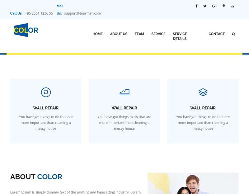 蓝色大气的墙壁粉刷公司网站html模板