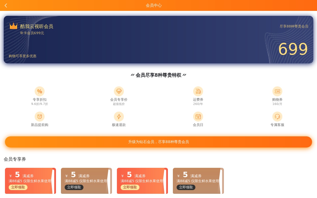 开通会员特权页面模板