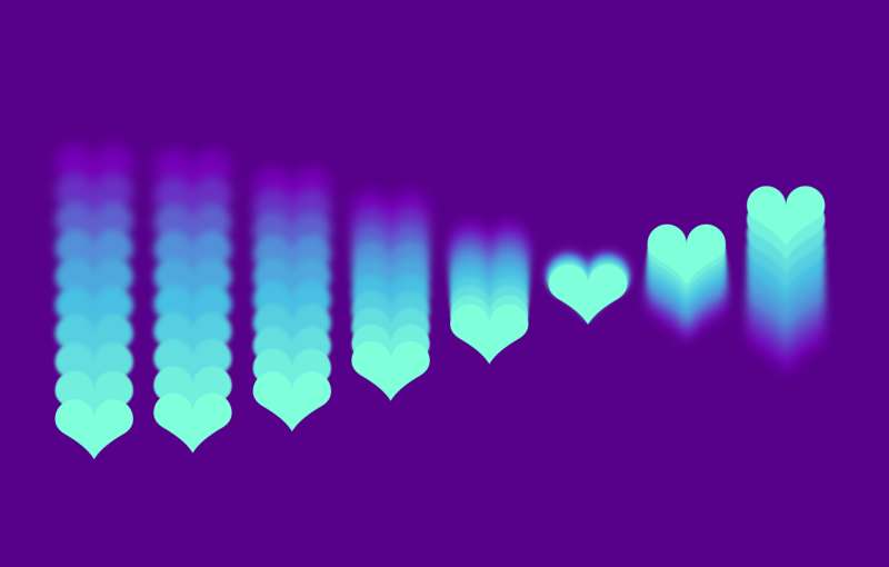 蓝紫色爱心跳动网页特效