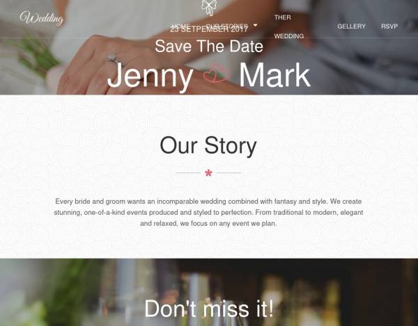 简洁清爽的HTML婚礼邀请网站模板