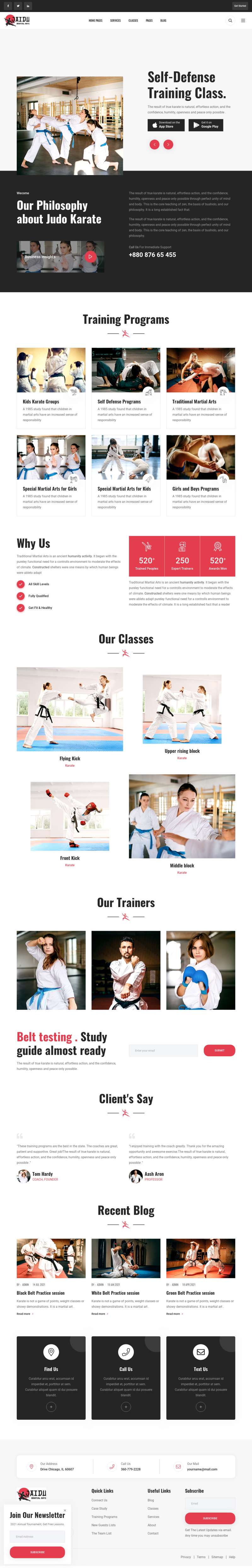 简约的HTML跆拳道武术馆网站模板