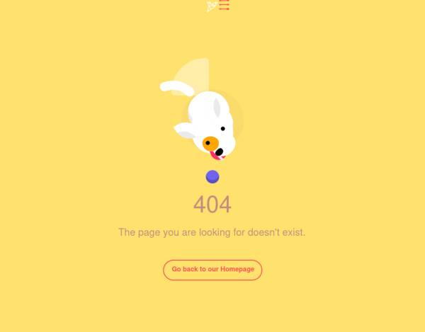 可爱的狗狗404动画页面