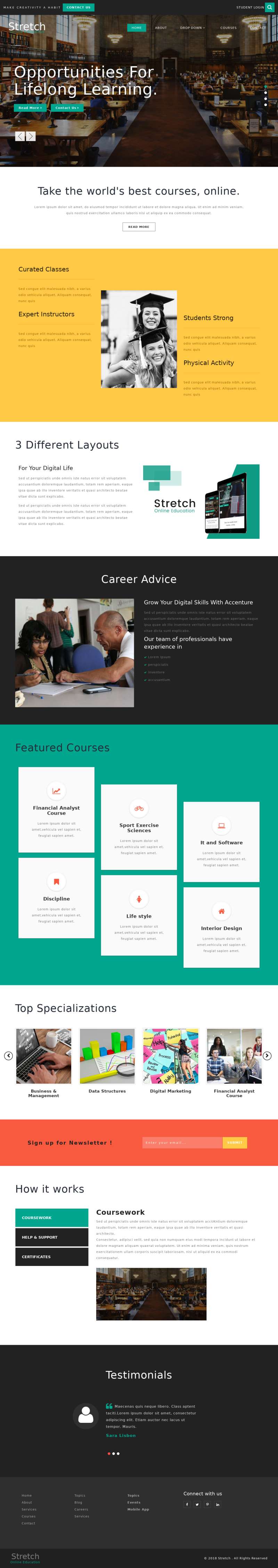 全屏HTML课程教育培训网站模板