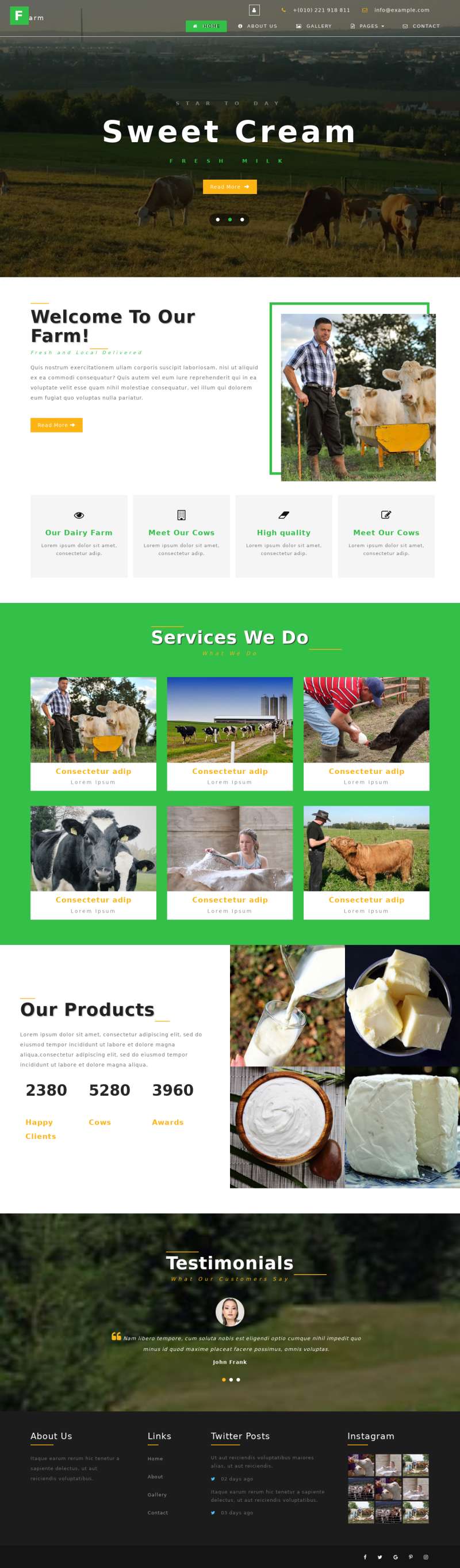 奶牛养殖场乳制品企业bootstrap模板下载