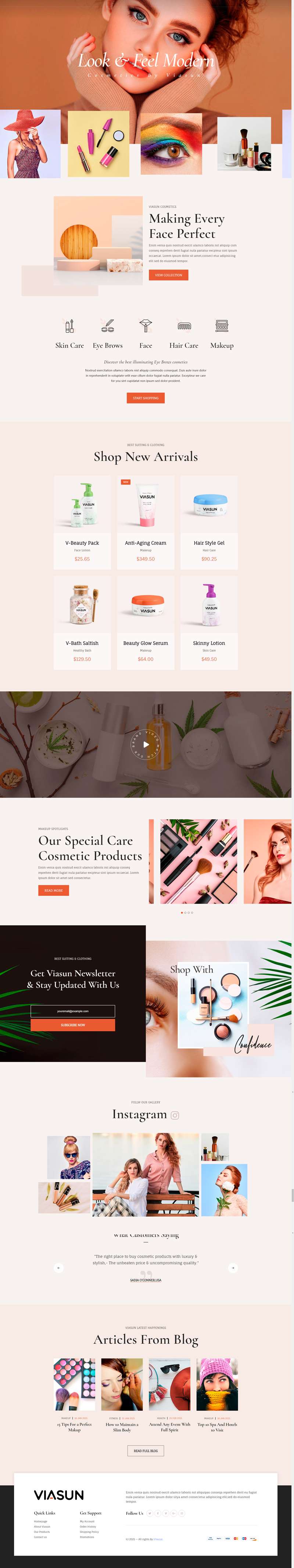化妆品网页设计模板，HTML化妆品购物商城网站源码