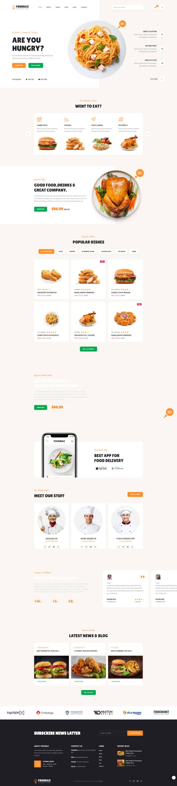 餐饮行业网站设计，html美食网站源码