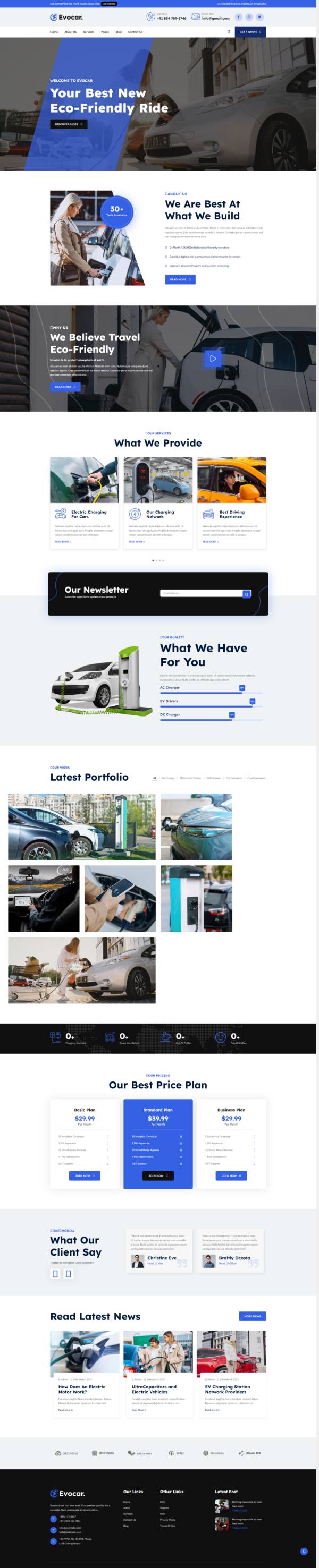 汽车服务网站营销设计，新能源充电桩公司官网模板