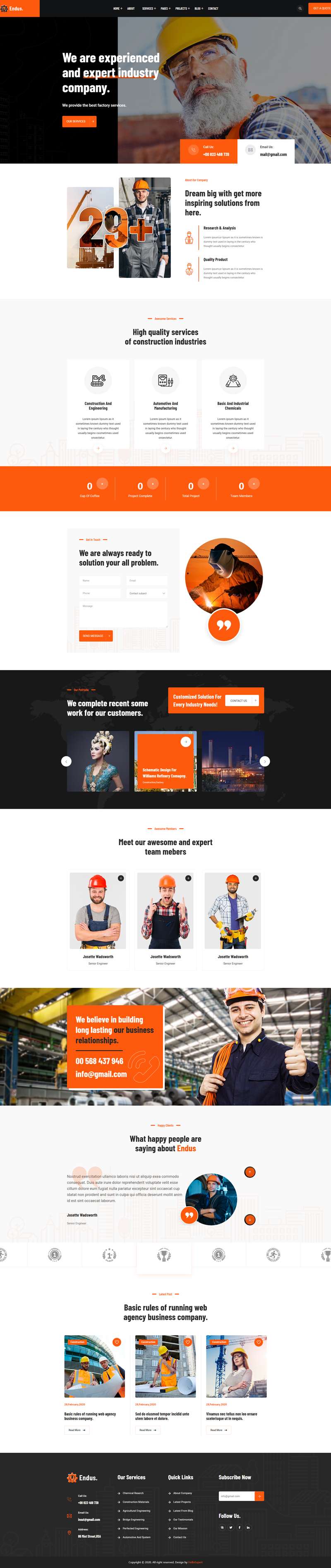 制造业网站模板，橙色工业企业网站建设