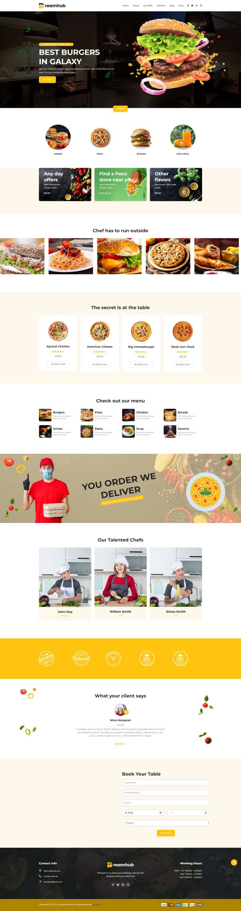 html+css网页设计，快餐美食网页制作模板