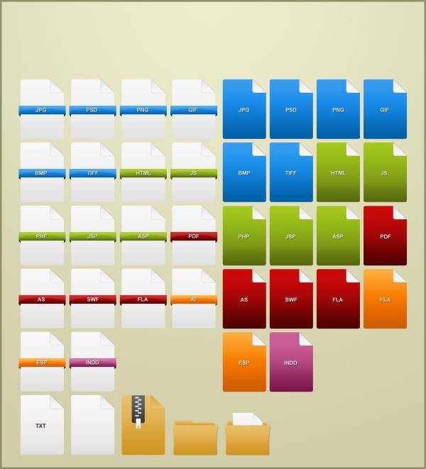 各种简单带折页的文件格式图标素材和软件格式图标素材psd下载