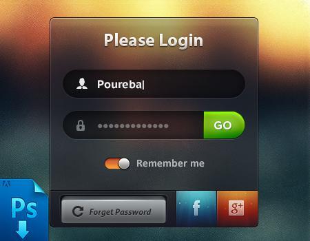 酷炫的半透明登錄框設(shè)計psd分層素材下載