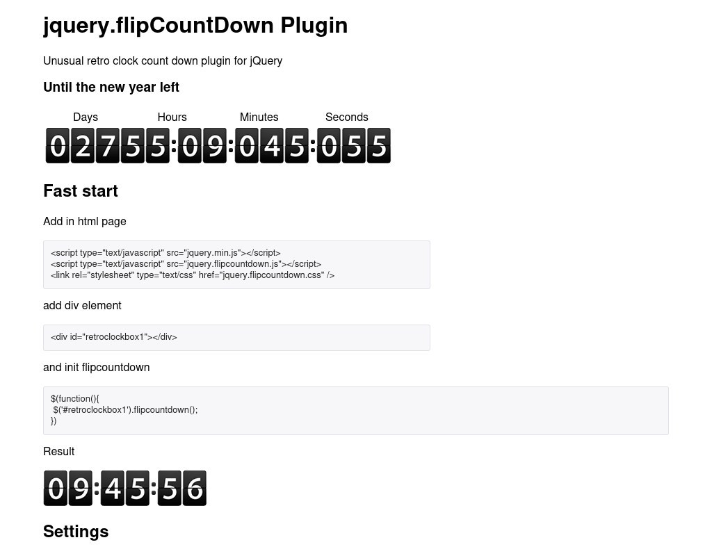 jquery.flipcountdown翻頁定時器倒計時插件支持時分秒倒計時時間表