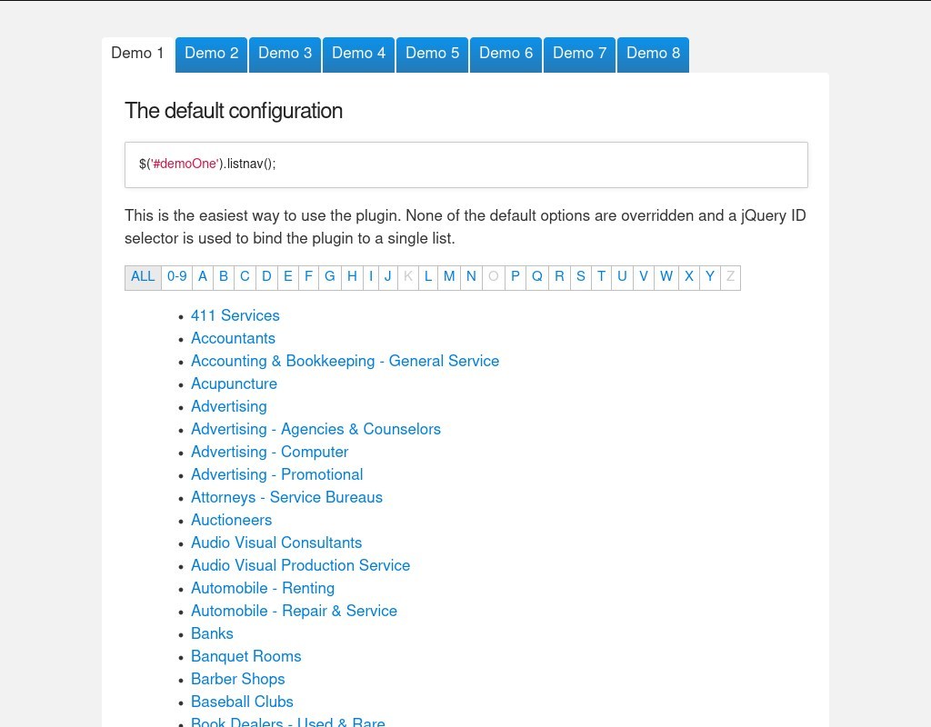 jquery listnav分類(lèi)插件按英文字母順序圖片分類(lèi)和文字列表分類(lèi)