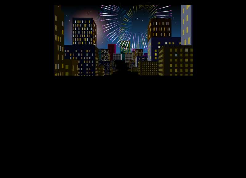 高楼城市的夜空上烟火绽放flash动画素材下载