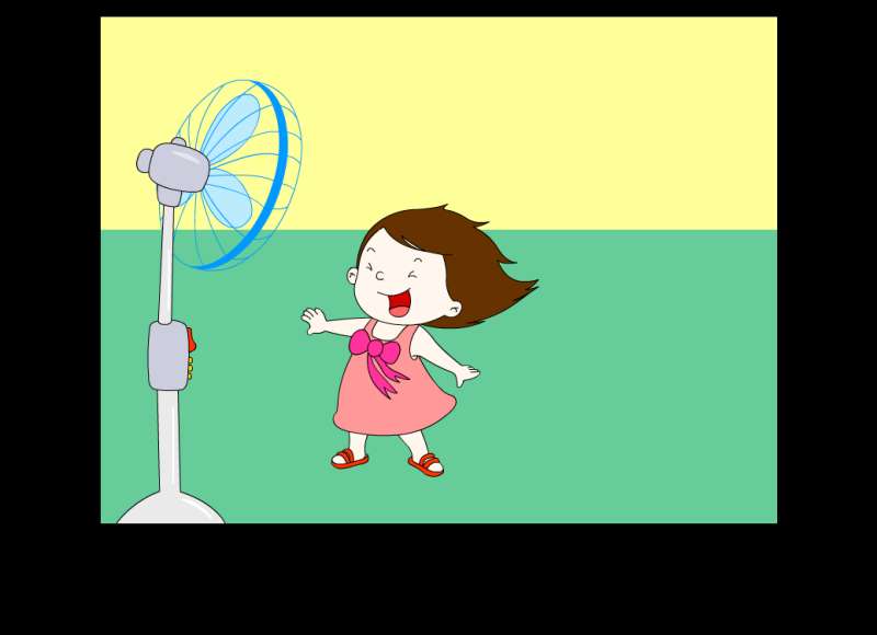 卡通小女孩吹风扇flash动画素材