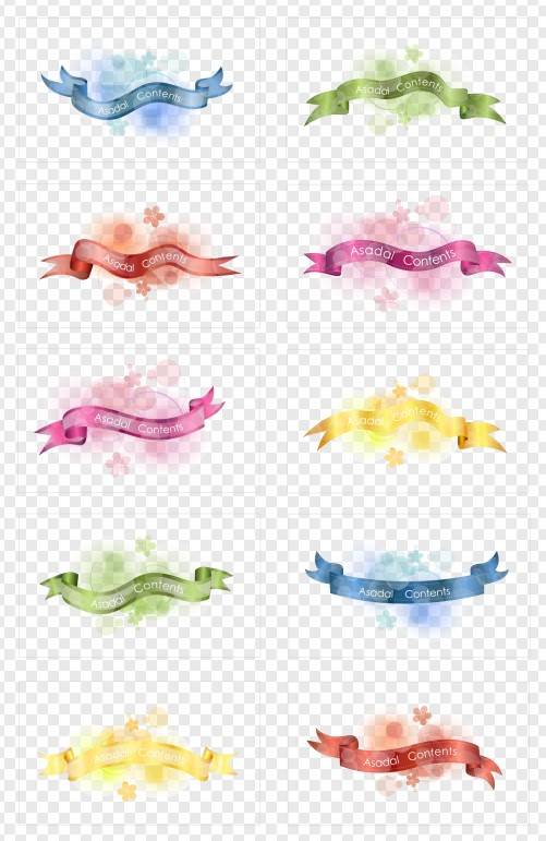 10款漂亮彩色的丝带_装饰贺卡的丝带素材AI矢量图下载