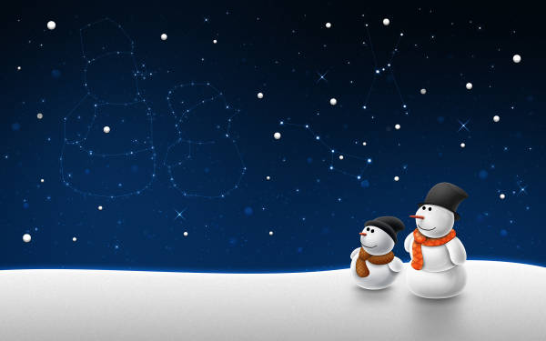 闪亮星空圣诞节可爱雪人图片素材下载