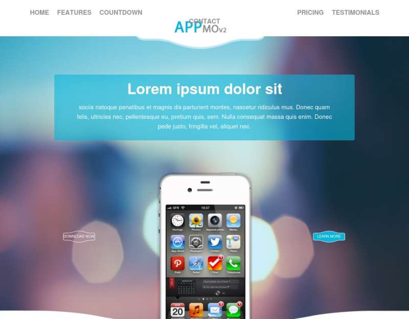 蓝色简约的手机app应用开发网站模板下载