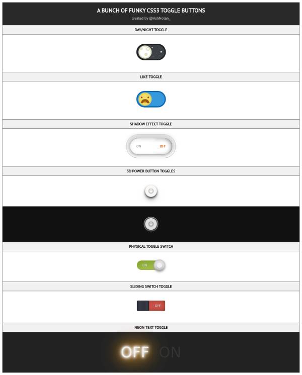 多组创意的CSS3开关切换按钮代码