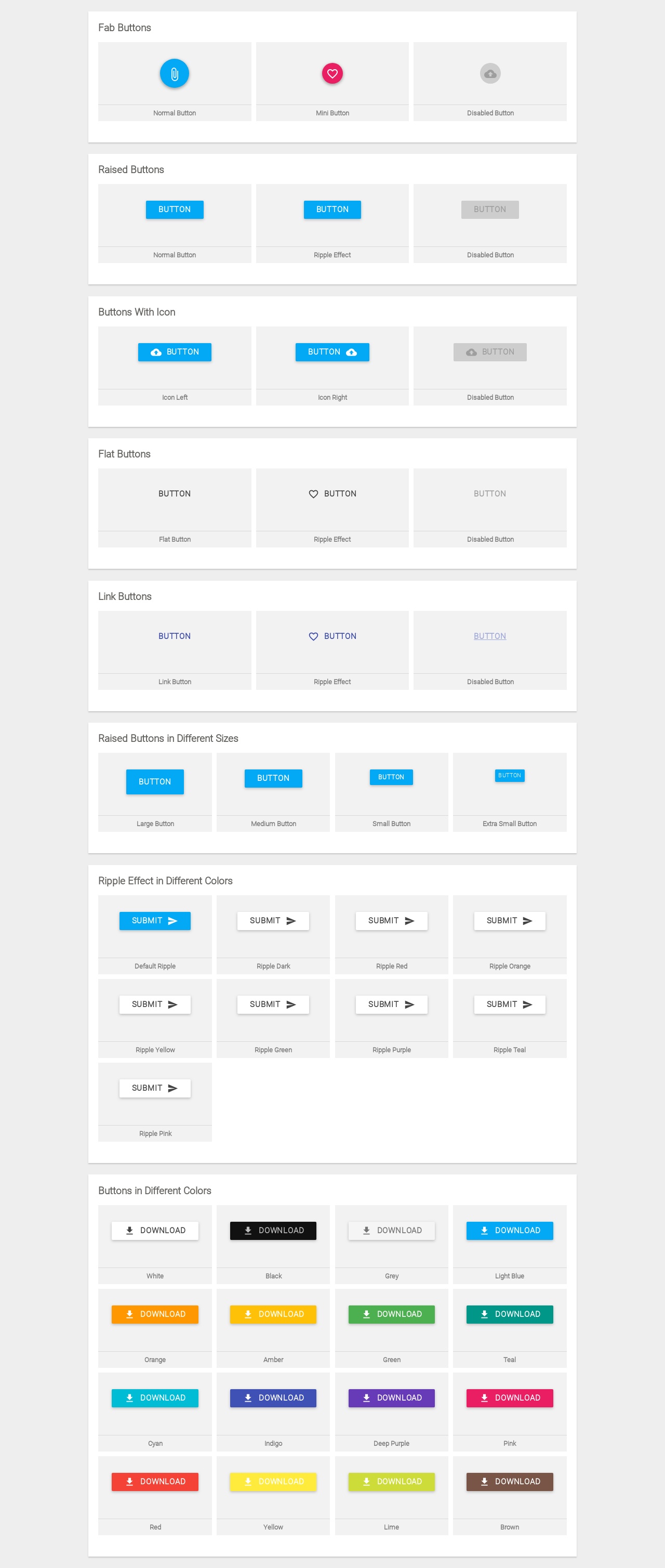 CSS3 Material風(fēng)格多組按鈕樣式代碼