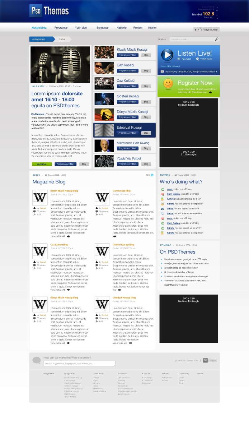 娱乐媒体博客网站模板_psd网页模板下载