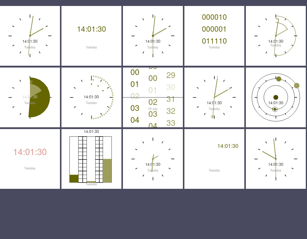 html5 canvas制作15種數(shù)字時鐘樣式代碼