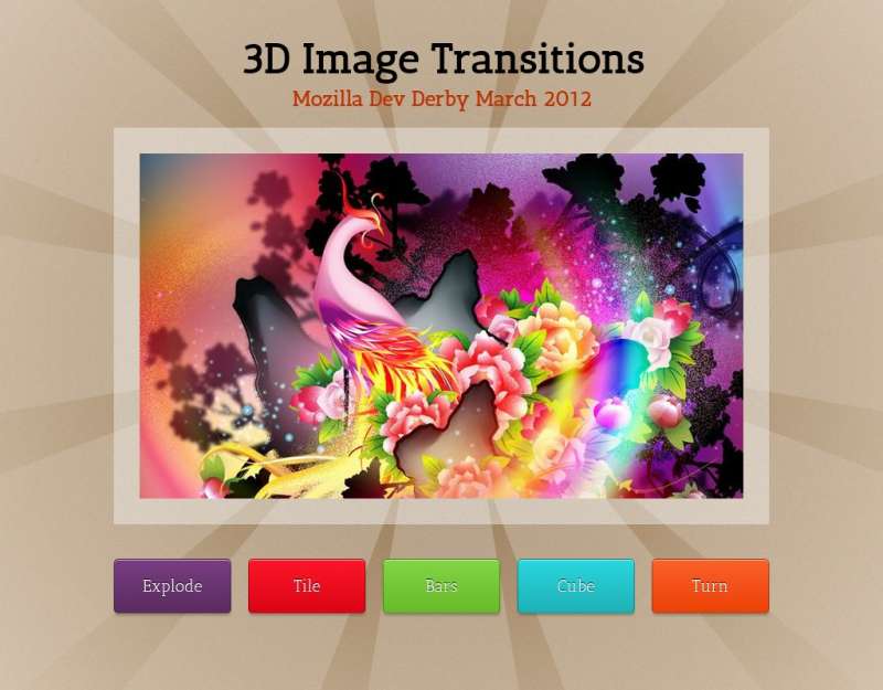 html5图片切换jquery css3 Transitions属性制作超酷的3D图片切换代码