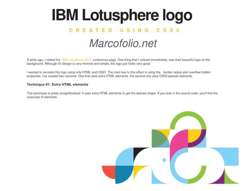 CSS3绘图IBM标志Lotusphere logo样式代码