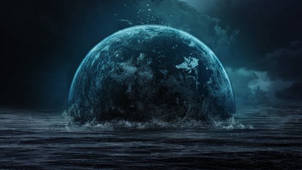 被水淹没的星球科幻图片素材