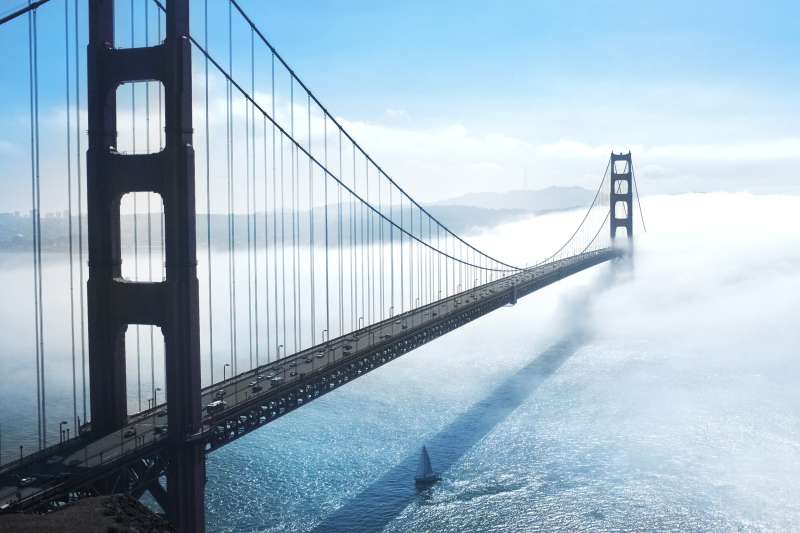 被雾笼罩美国金门大桥高清图片下载