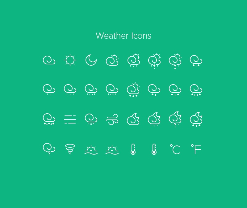 白色線性的天氣圖標icon素材