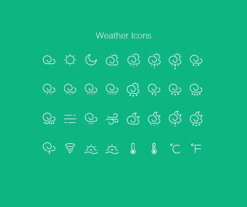 白色线性的天气图标icon素材