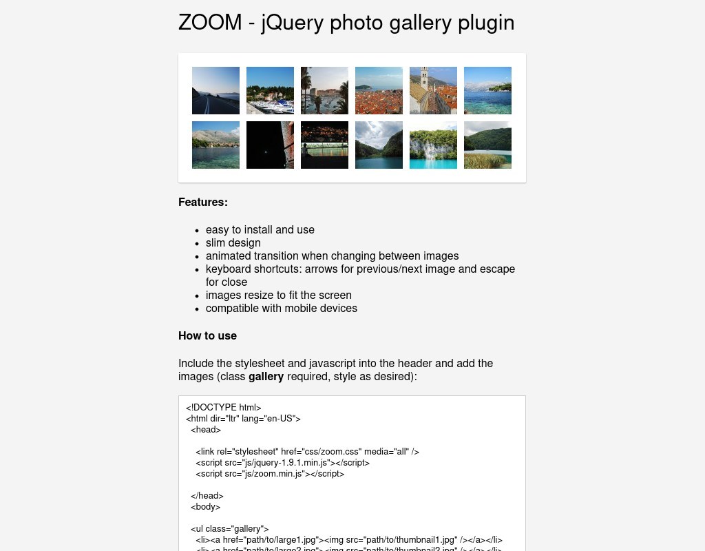 jQuery zoom圖片彈出層插件簡(jiǎn)單的圖片相冊(cè)彈出層窗口展示代碼