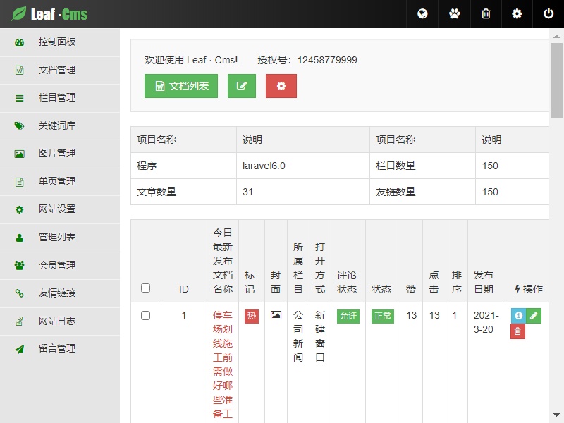 通用的企業(yè)博客站CMS后臺模板