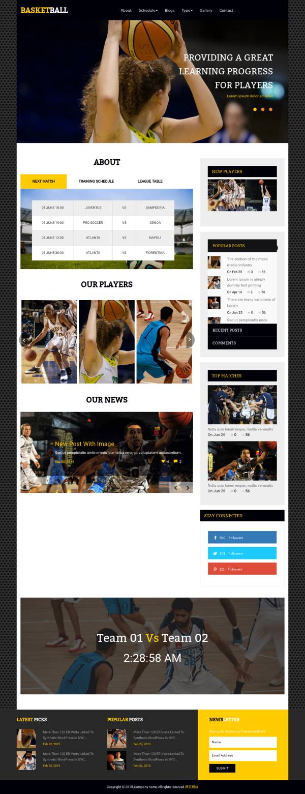 黑色的体育篮球俱乐部网站模板html下载