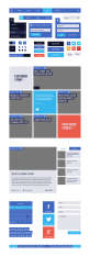 蓝色的网页扁平化ui界面设计_网页元素PSD分层素材