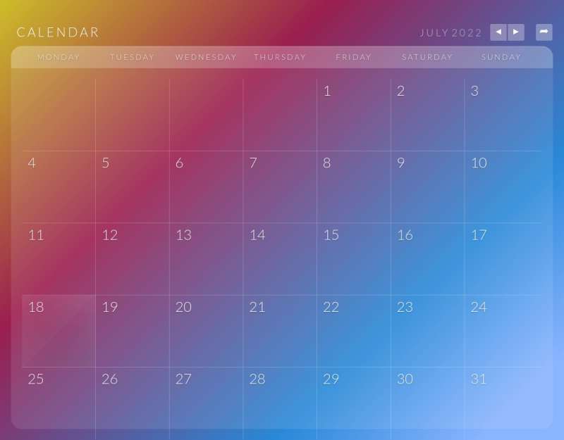 jquery css3属性制作超酷的日历表点击按钮日历表切换
