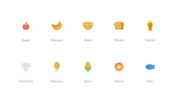 3种简约风格的icon美食图标素材下载
