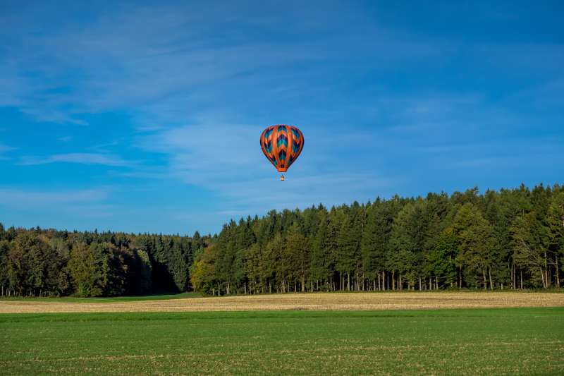 草地树林热气球高清图片下载