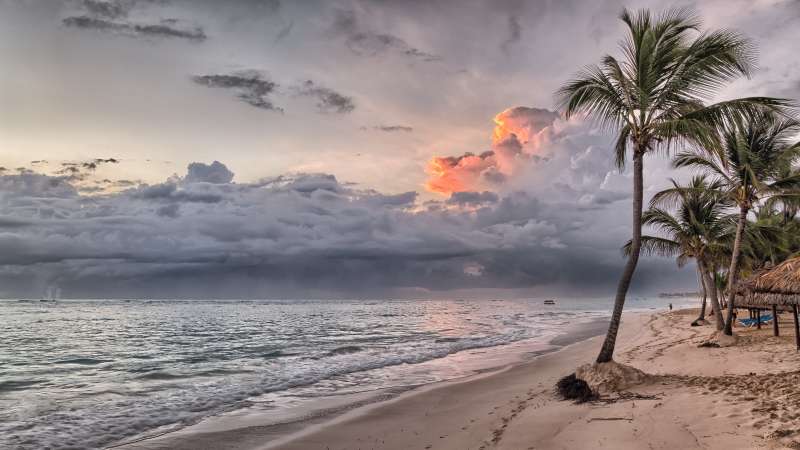 夕阳下的加勒比海滩高清图片下载