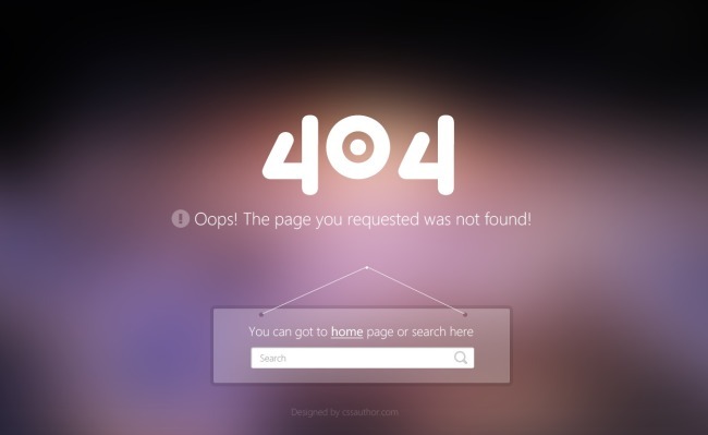帶搜索條的404頁面設(shè)計模板psd下載