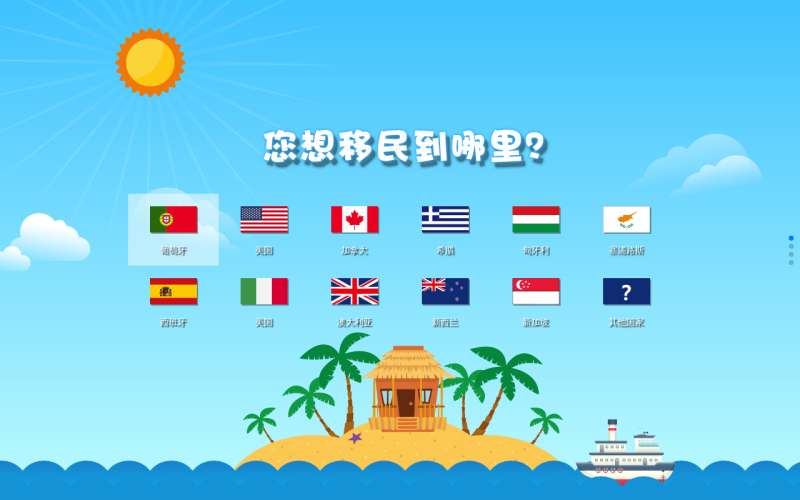 html5 css3海外移民答题页面动画模板