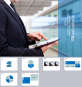 简单蓝色的商务科技主题PPT模板下载