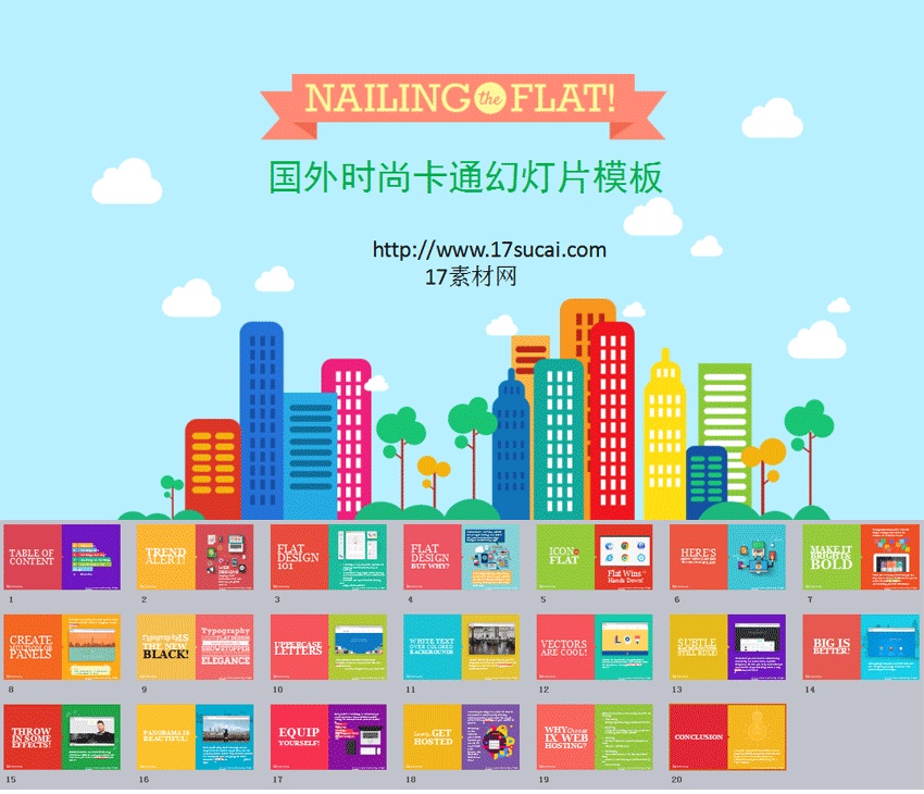 卡通風格的電子商務網站介紹PPT模板下載