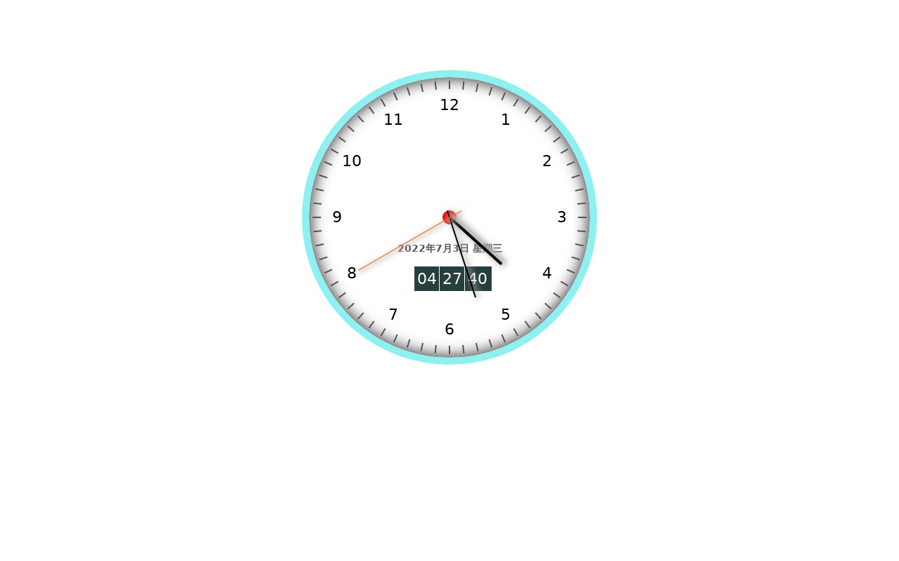 html5 css3帶日期的圓形數(shù)字電子時(shí)鐘代碼